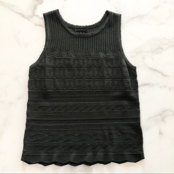 Banana Republic Mixed Stitch Shell Tank Top Green - Picture 1 of 8